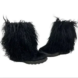 BearPaw Shoes Bearpaw Boetis Black Cow Hair And Curly Lamb